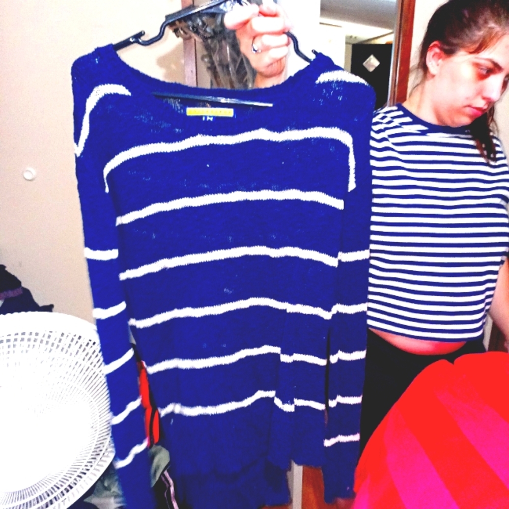 Blue and white winter sweater